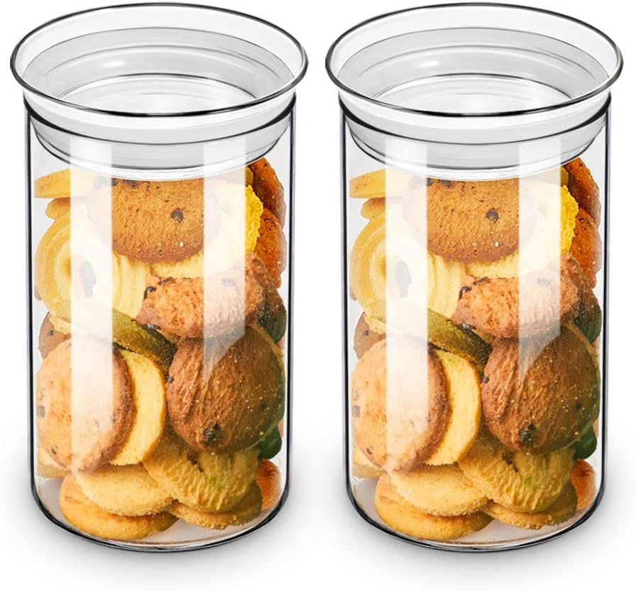 ZENS 37oz Glass Jars Set of 2, Clear Glass Kitchen Canisters with Airtight Lids, Wide Mouth Glass Storage Containers for Cereal, Coffee Beans, Loose Tea