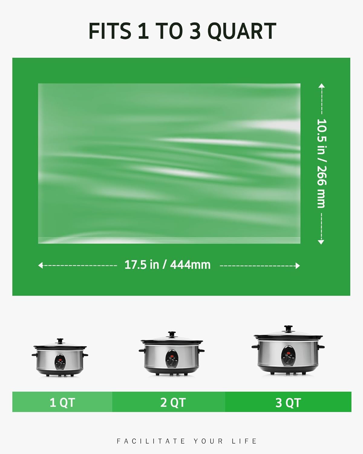 Syntus Slow Cooker Liners, 60 Count Cooking Bags Small Size Disposable Pot Liners Plastic Bags, Fit 1QT to 3QT for Slow Cooker Cooking Trays, 10.5"x 17.5", 60 Liners