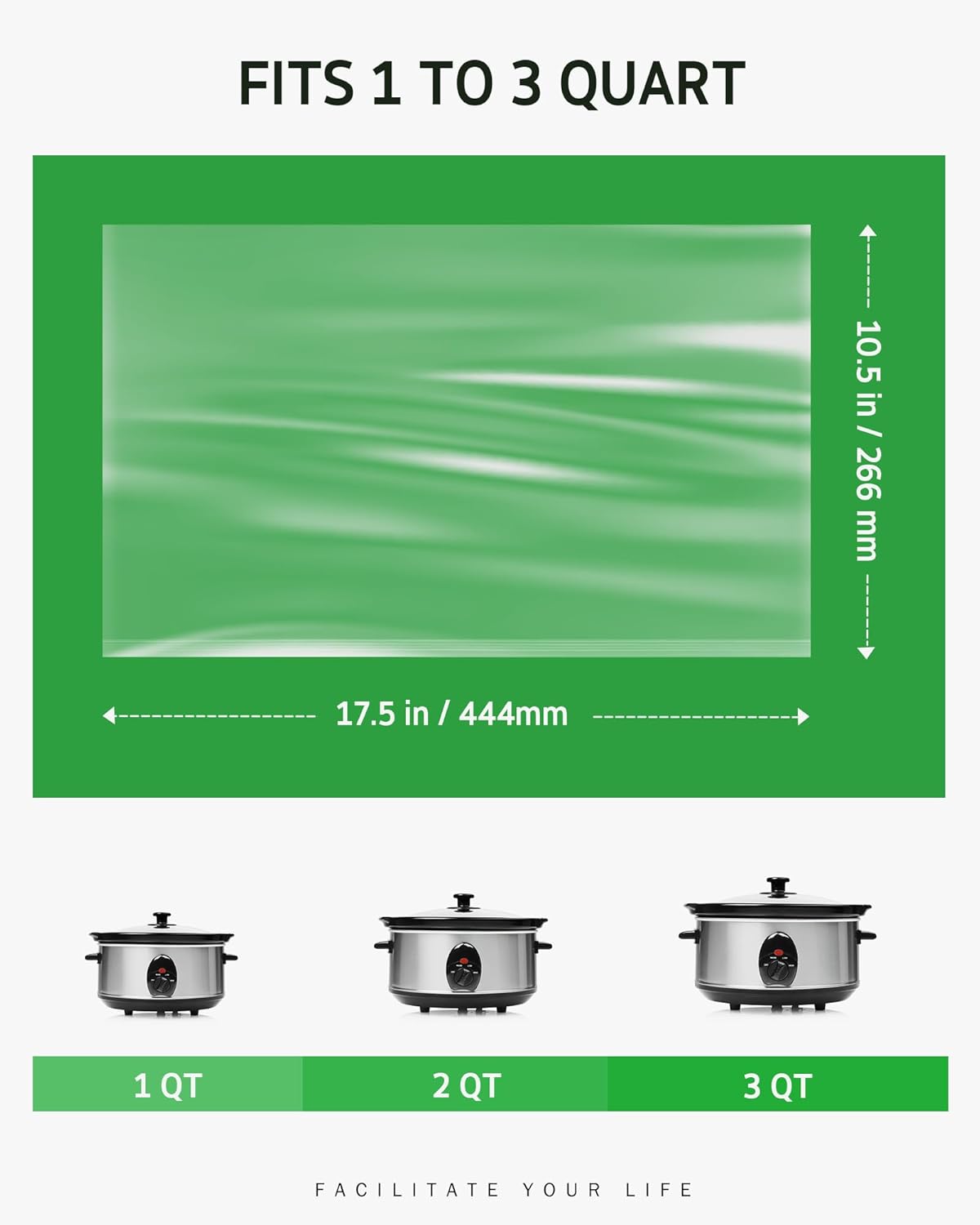 Syntus Slow Cooker Liners, 30 Count Cooking Bags Small Size Disposable Pot Liners Plastic Bags, Fit 1QT to 3QT for Slow Cooker Cooking Trays, 10.5"x 17.5", 30 Liners