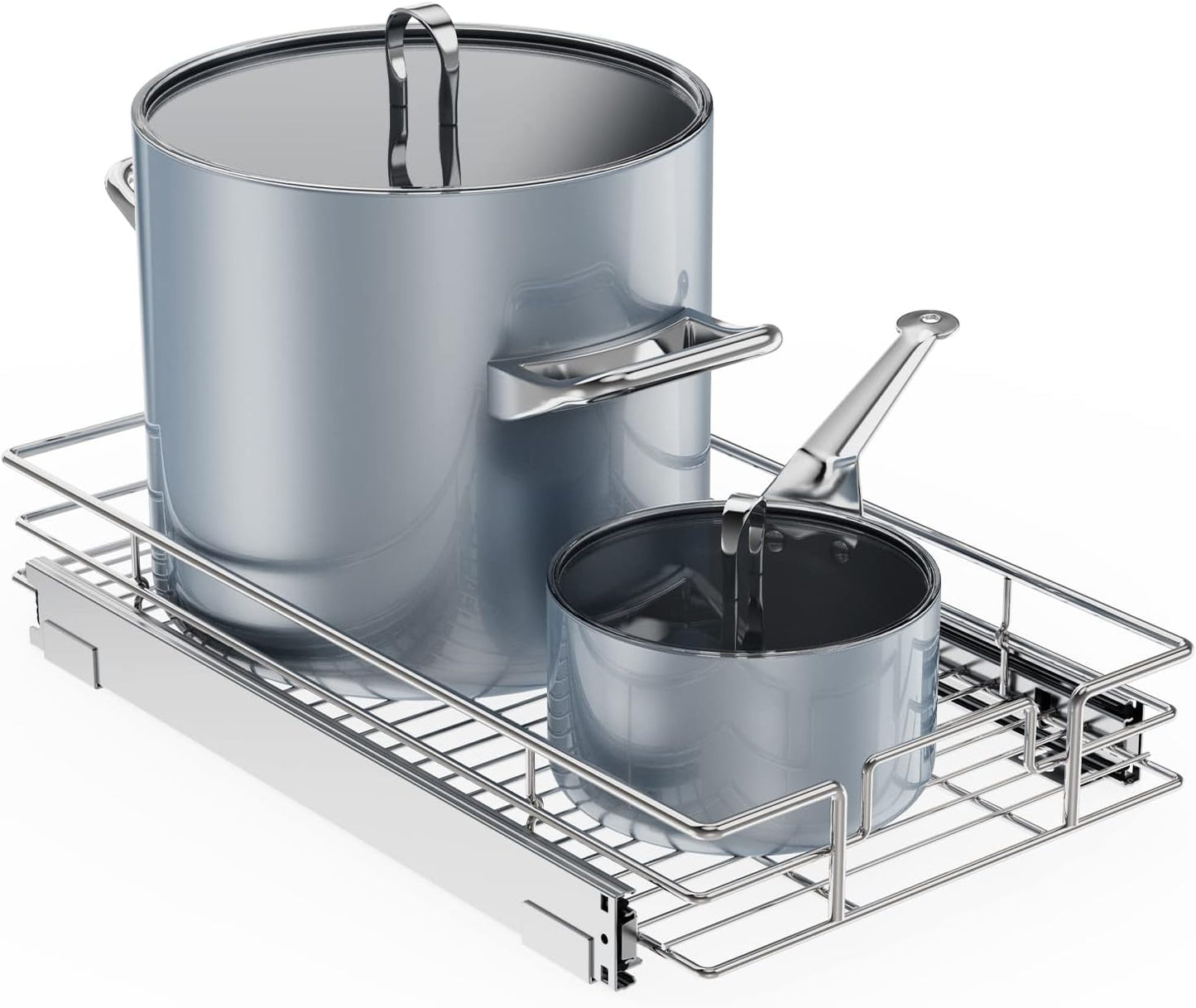 ROOMTEC Pull Out Cabinet Organizer, 1 Tier, Heavy Duty Slide Out Kitchen Cabinet Organizers, Smooth Drawer, Fits 12"+ Cabinets