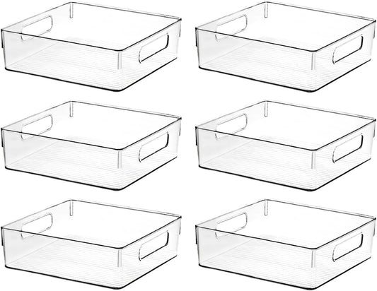 Clear Plastic Storage Bins, Pantry Organizers and Storage or Kitchen Organization and Storage Containers Bins for Organizing, Fridge, Freezer, Bathroom, Pantries, Refrigerator, Cabinet Organizer Bin