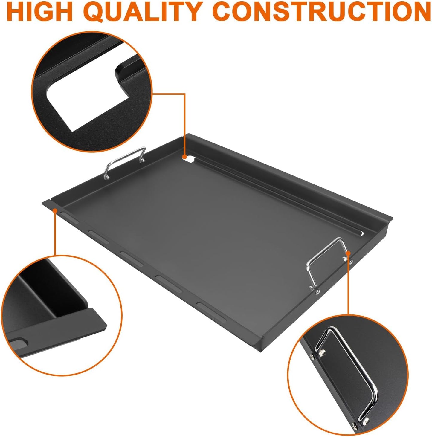 Upgrade Griddle Inserts and Grate for Weber Genesis II 400 Series Gas Grills, Flat Top Griddle with Handles for Genesis II E-410 S-410 E-435 S-435 E-440 S-440 LX E/S-440, Replace for Weber 6789