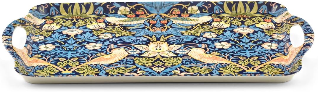 Pimpernel Morris & Co Strawberry Thief Blue Tray with Handles - Decorative Melamine Serving Tray for Afternoon Tea, Coffee Table Display, Garden Party Entertaining, Charcuterie Board, Gifting