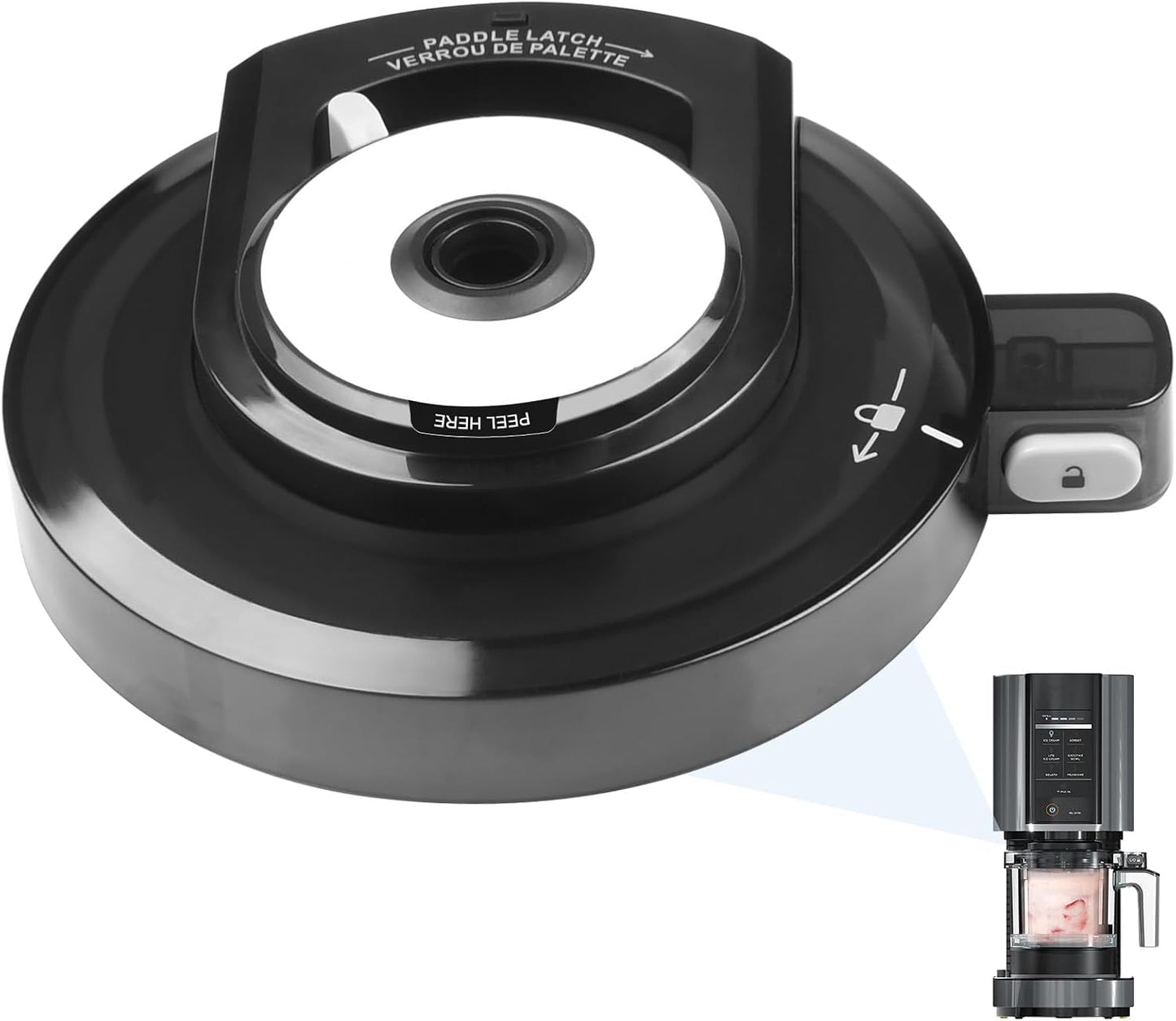 Outer Bowl Lid for NC301 Ninja Creami Ice Cream Maker, Creami Lid Replacement Parts Compatible with NC301 / NC300 / NC299AMZ / NC201 / NC101 Series (NO Paddle)