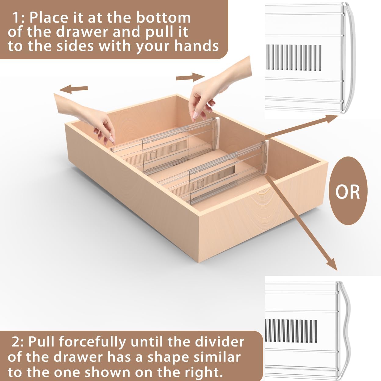 3 Pack Adjustable Heavy-Duty Drawer Dividers for Clothes,5" High Expandable From 13-22" Clear Drawer Organizers, PC Plastic Separators for Dresser/Bedroom/Bathroom/Kitchen/Office Storage