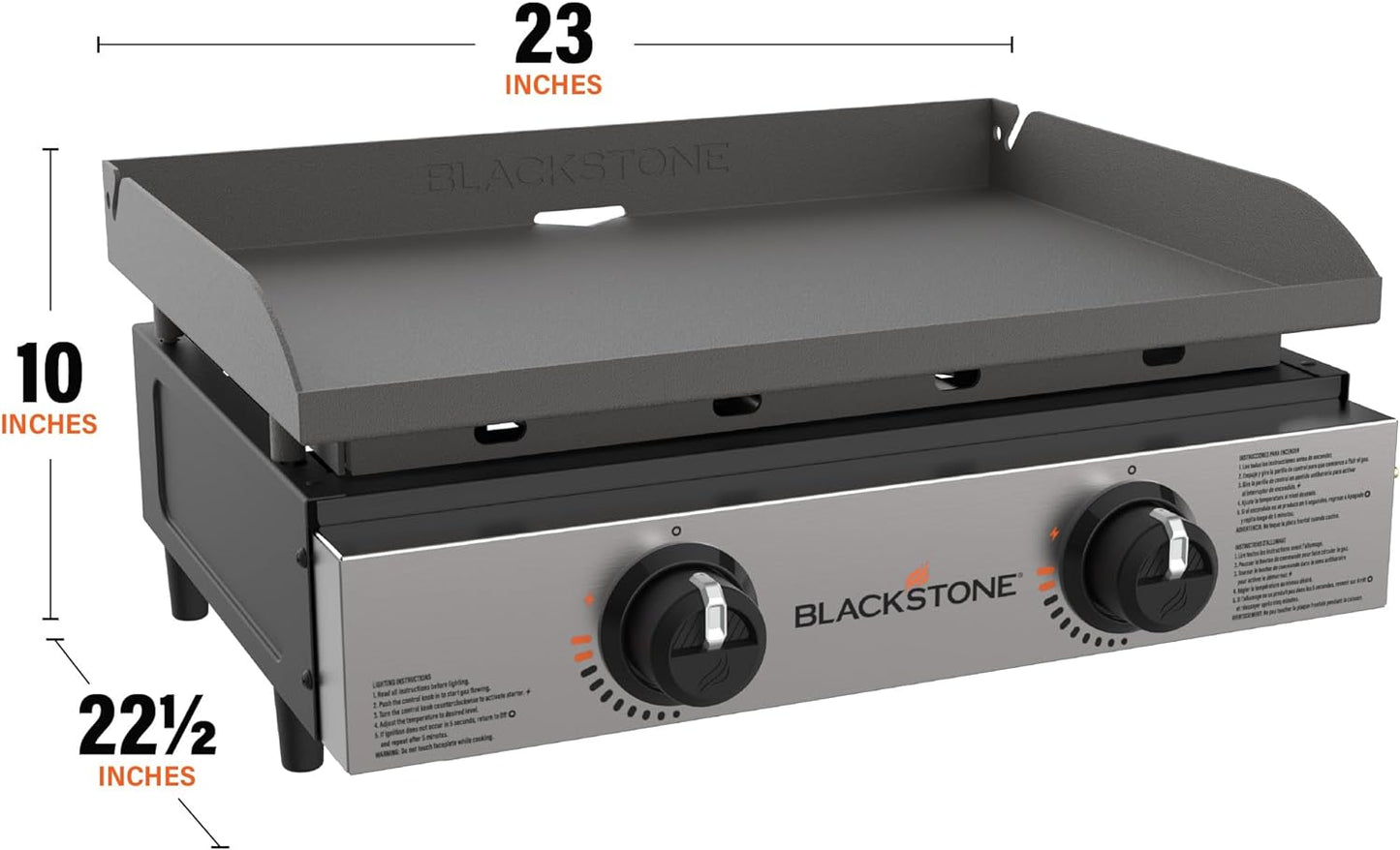 Blackstone 1666 22” Tabletop Griddle with Stainless Steel Faceplate, Powder Coated Steel, Black