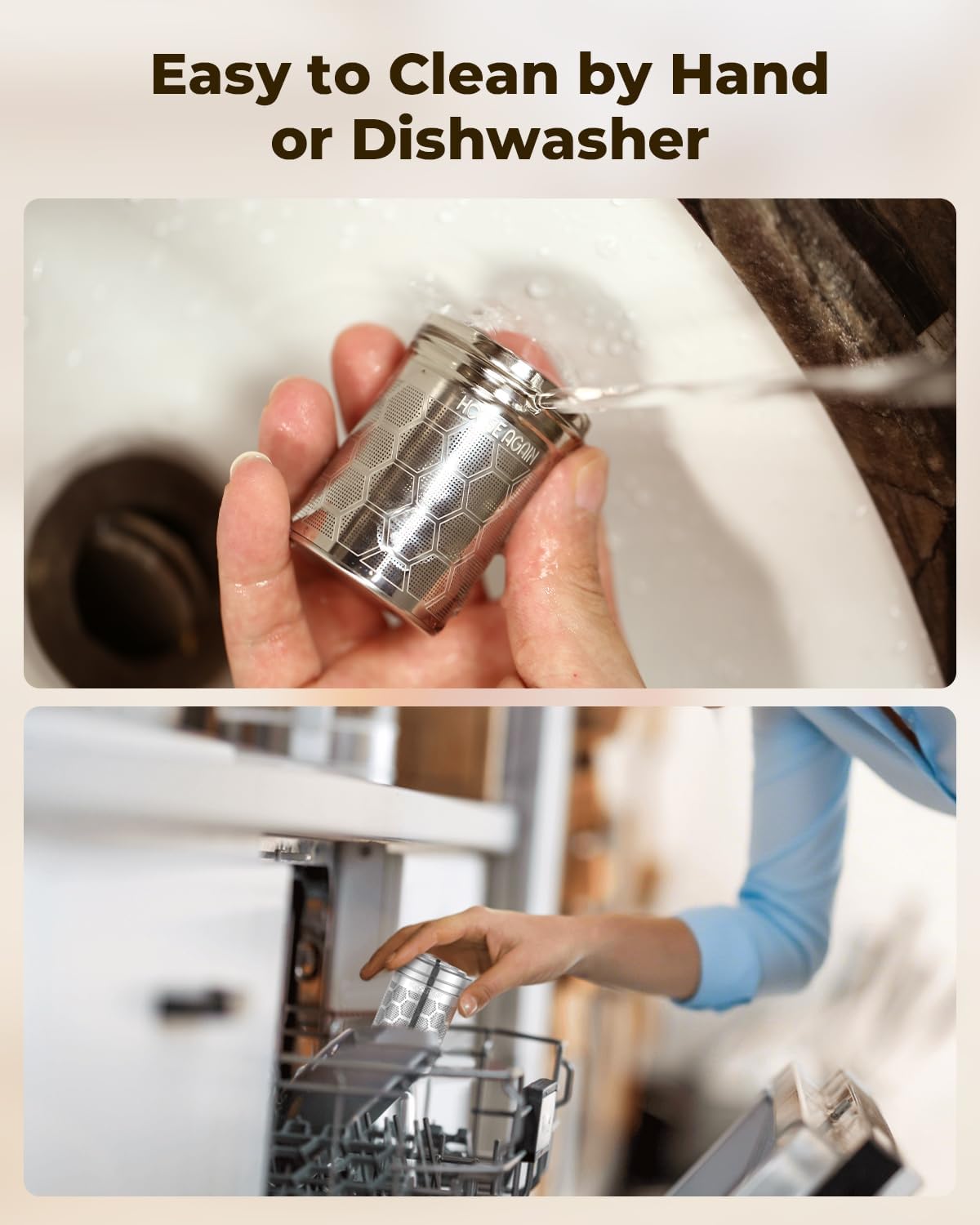 House Again Tea Infuser for Loose Leaf Tea, Extra Fine Mesh Tea Strainers, 304 Stainless Steel with Chain Hook, Loose Leaf Tea Steeper for Brew Tea Spices & Seasonings, Geometric Design