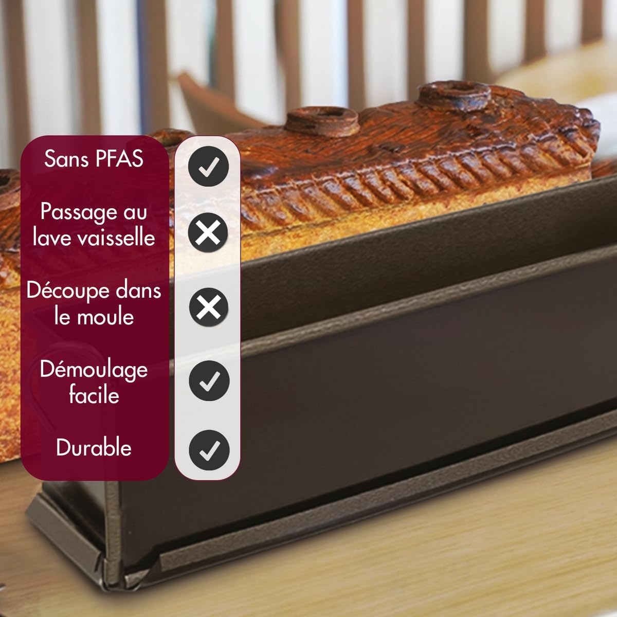 GOBEL - Non-Stick Springform Pate and Long Loaf Pan - Removable Bottom - 13 7/8" x 3 1/8" x 3 1/8"