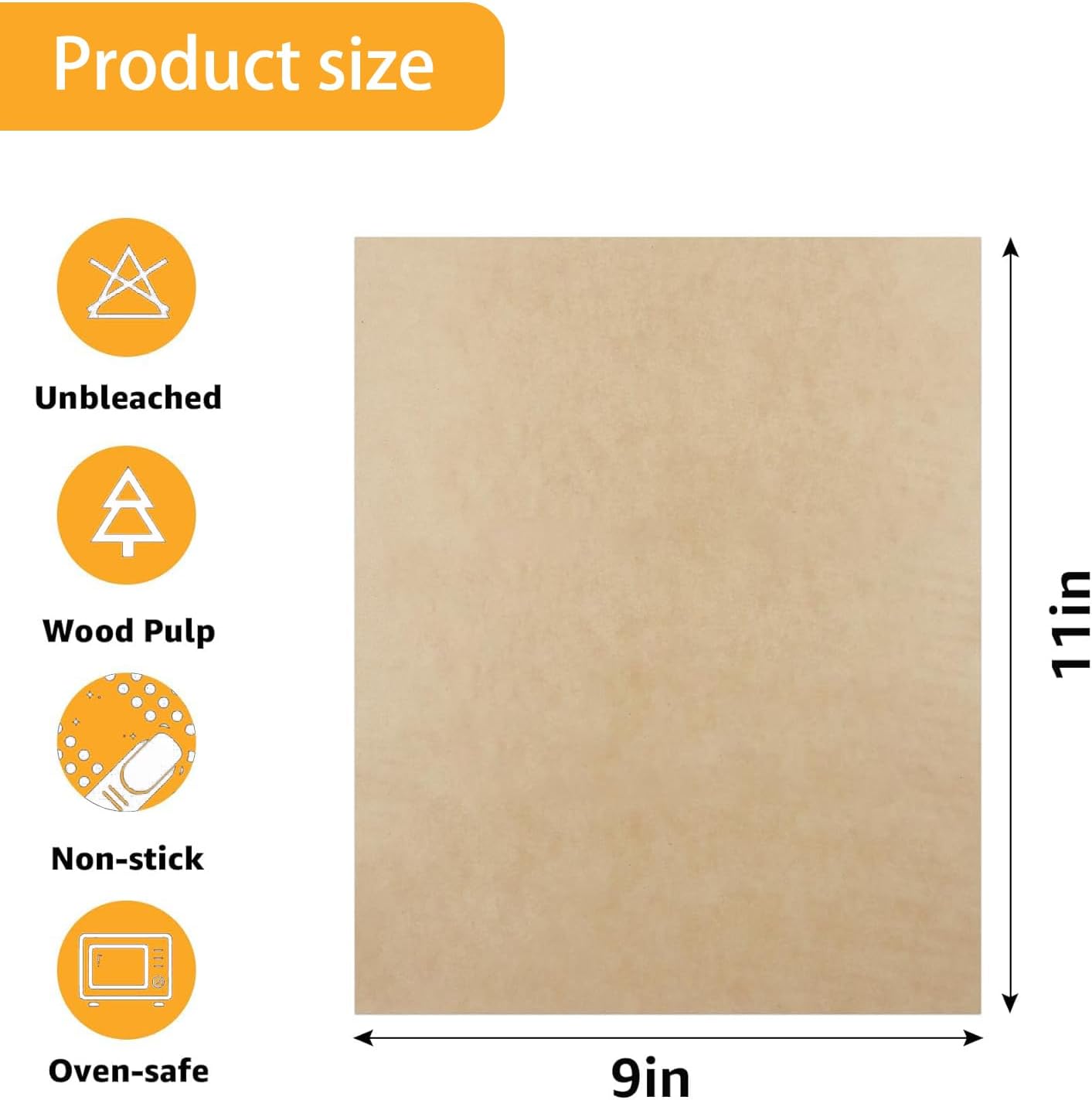 9 x11 Inch Air Fryer Parchment Paper Liners, 100 Sheets Unbleached Pre-Cut Non-Stick Baking Sheets Disposable for Cuisinart Air Fryer Toaster Oven for Ninja Foodi, Breville, Gowise, Black Decker