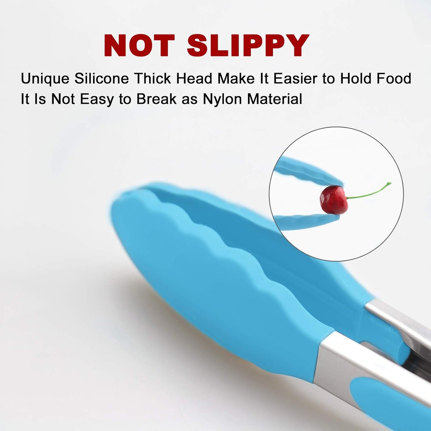 Set of 2 Kitchen Tongs, Premium Stainless Steel Locking 9-Inch & 12-Inch Silicone Grilling Barbeque Cooking Food Tong, Blue