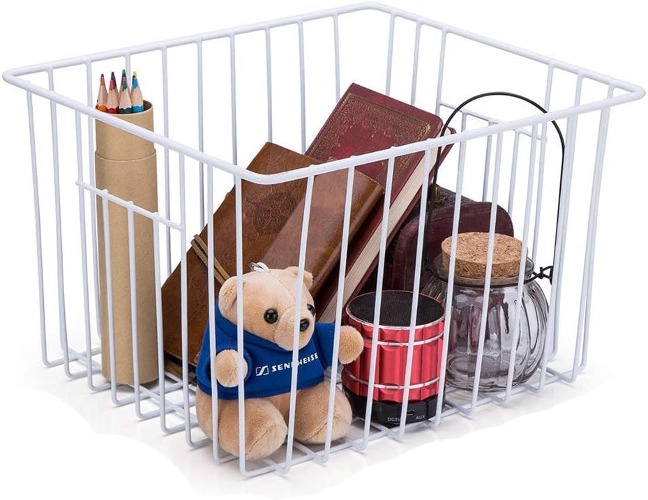 SANNO 11“ Freezer Baskets Storage Organizers, Farmhouse Organizer Bins for Cabinets, Pantry, Closets, Bedrooms