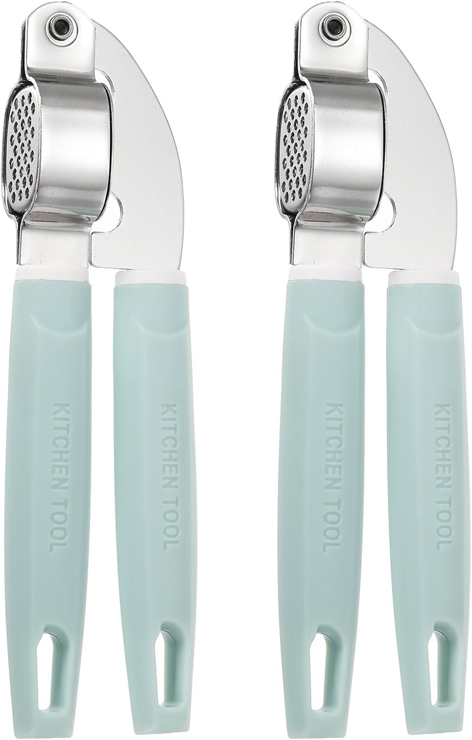 uxcell 2pcs Garlic Press, 7.7 Inch Stainless Steel Garlic Crusher and Peeler Set for Home Cooks and Professional Chefs, Blue