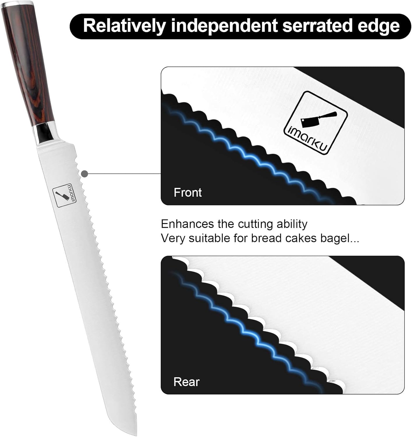 imarku Bread Knife, German High Carbon Stainless Steel Professional Grade Bread Slicing Knife, 10-Inch Serrated Edge Cake Knife, Bread Cutter for Homemade Crusty Bread, Birthday Gifts for Women Men