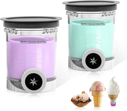 2 Pack Swirl CREAMi Pints and Lids Replacement for Ninja Swirl NC700 Series Ice Cream & Soft Serve Makers, BPA-Free, Leak-Proof & Dishwasher Safe