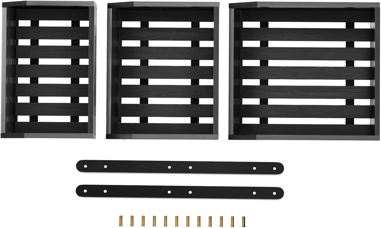 G.a HOMEFAVOR Large Bamboo Fruit Basket, 3 Tier Fruit Bowl for Kitchen Counter, Fruit Holder for Kitchen Countertop, Snack Fruit Vegetable Storage Basket Stand (BLACK)