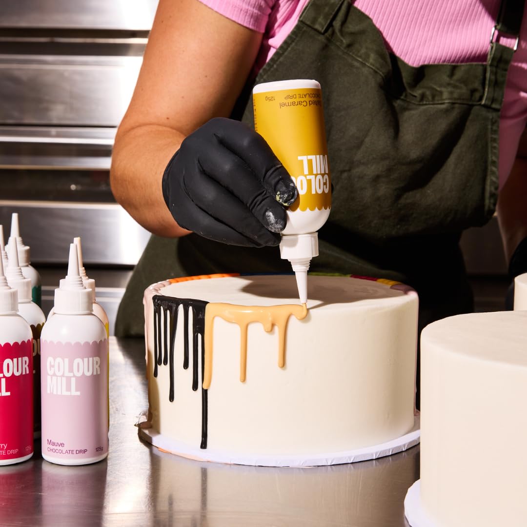 Colour Mill Chocolate Drip Easy-Melt Drizzle for Desserts, 125 Grams Salted Caramel