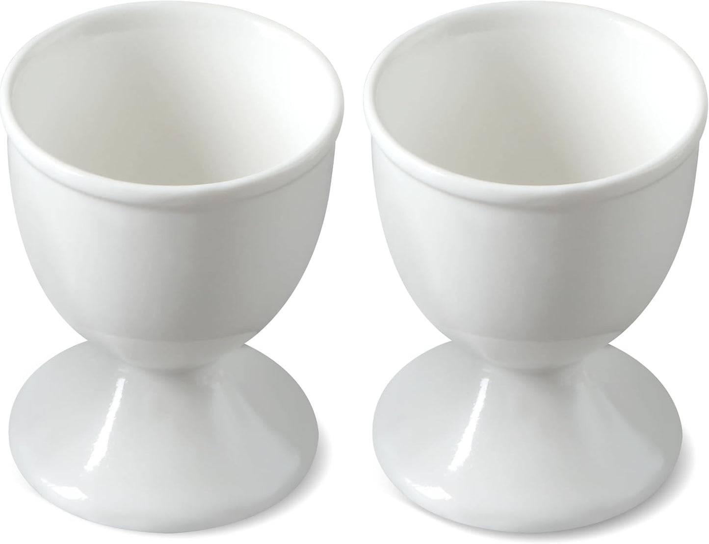 Cinf Ceramic Egg Cup Set of 2 White Porcelain Holder Breakfast Boiled Cooking Easy to Clean Childhood Memories Kitchen
