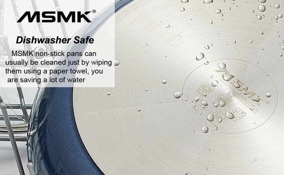 MsMk Large Frying Pan, 12-Inch PFOA Free Nonstick Meat Omelet Skillet, Stay-Cool Handle, Titanium and Diamond Non Stick Coating From USA, Smooth Stainless Steel Base Induction Compatible