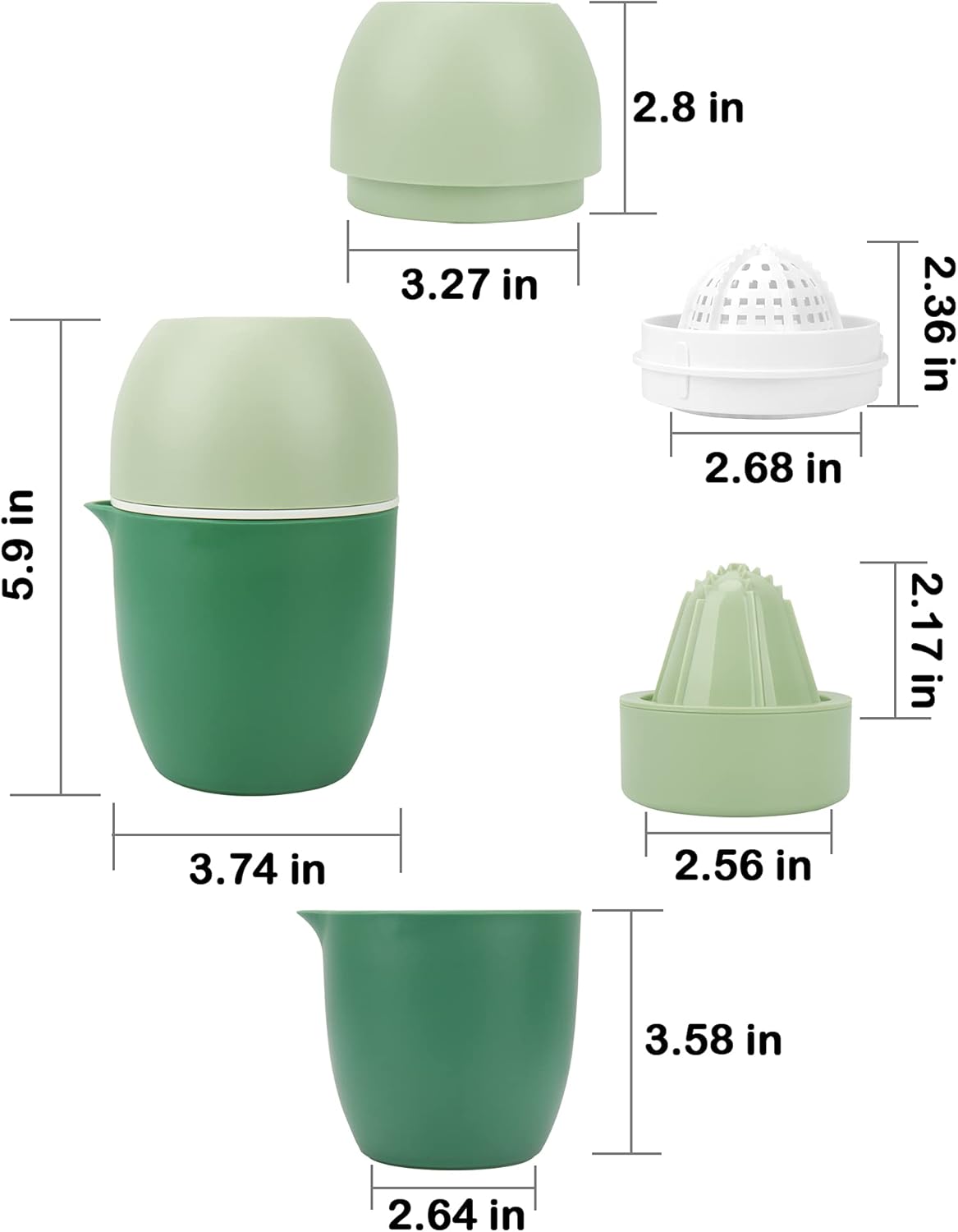 Hand Juicer - Citrus Juicer with Lemon Shape - Hand Lemon Juicer with Two Press Options for Different Fruits (Green)
