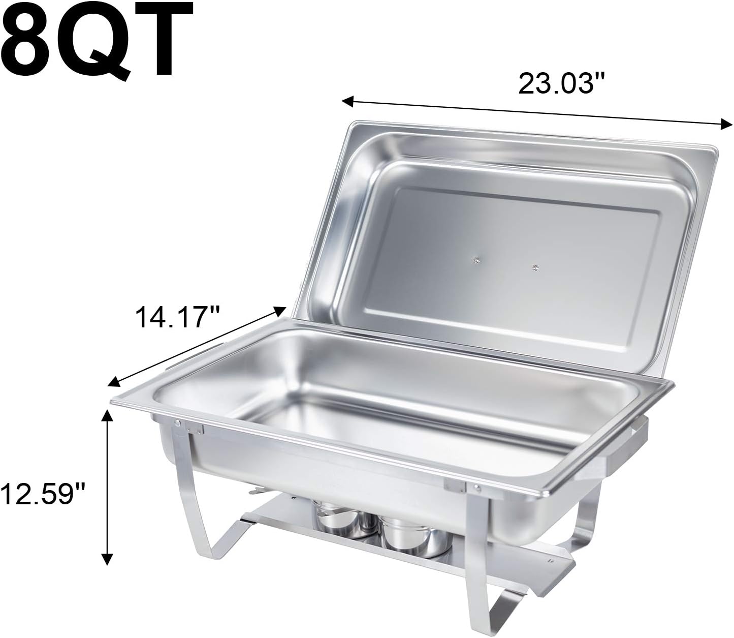 Valgus 8QT Stainless Steel Chafing Dish Buffet Chafer Set with Foldable Frame Water Trays Food Pan Fuel Holder and Lid Food Warmers for Parties, Banquet, Buffets, Wedding, Dining 2 Pack