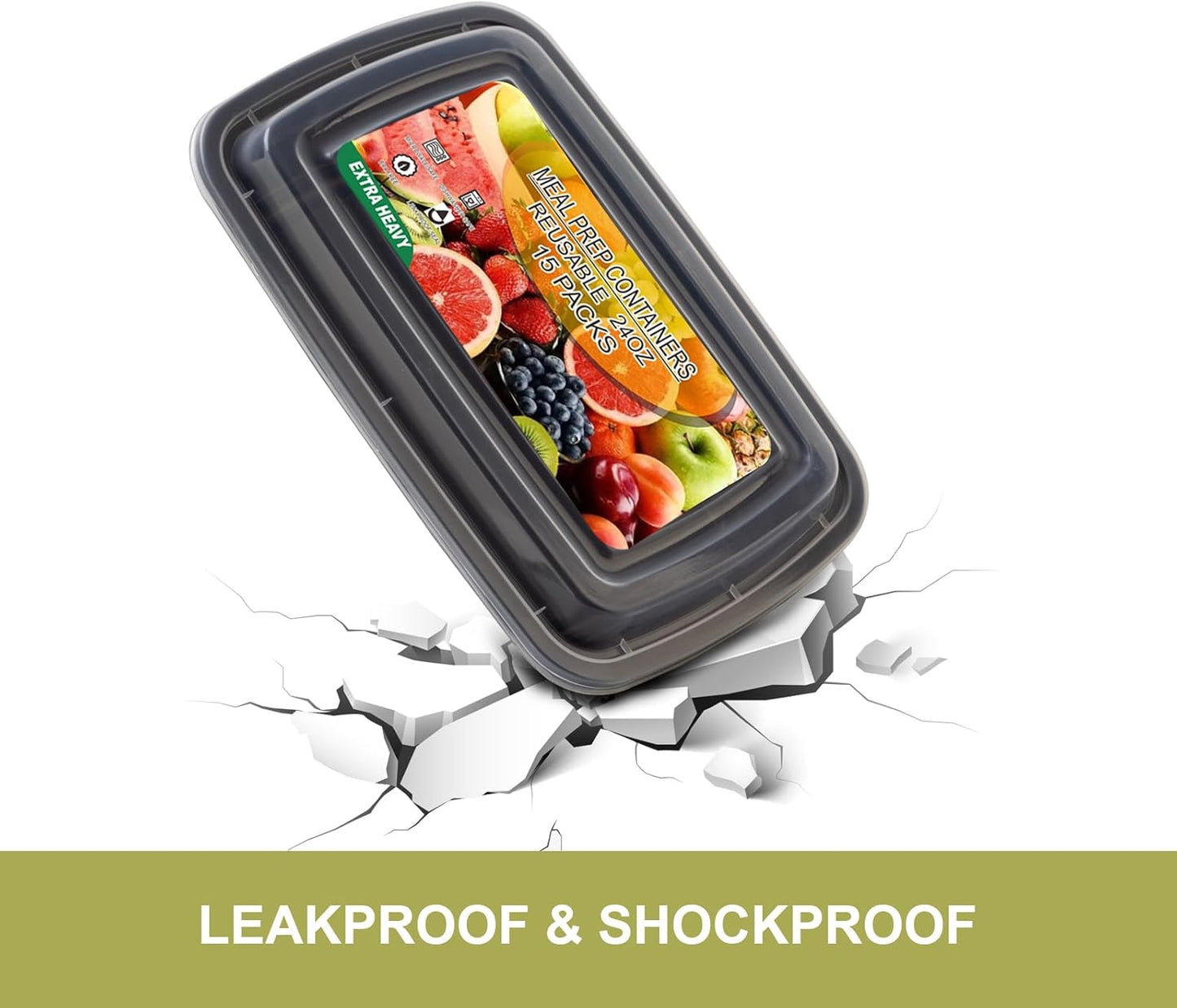 15 Pack Meal Prep Containers Reusable 24oz, Plastic Food Prep Containers, Leakproof To Go Food Containers with Lids, BPA-Free, Microwave/Dishwasher/Freezer Safe