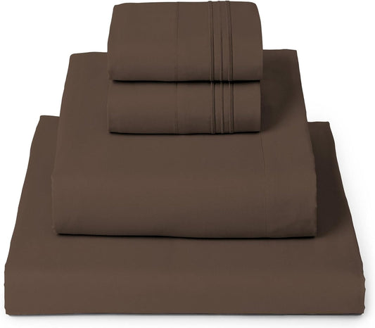 Mellanni California King Sheets Set - 4 PC Iconic Collection Bedding - Hotel Luxury, Extra Soft, Cooling Bed Sheets - Wrinkle, Fade, Stain Resistant (Cal King, Brown)