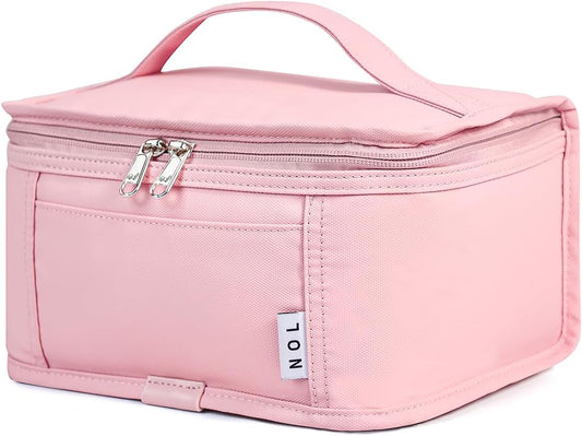 NOL Natural Organic Lifestyle Small Lunch Bag Mini Lunch Box Insulated Lunch Bag for Men/Women Leakproof Cooler Tote Bag Lightweight Nylon Waterproof Lunch Box For Work, Pink