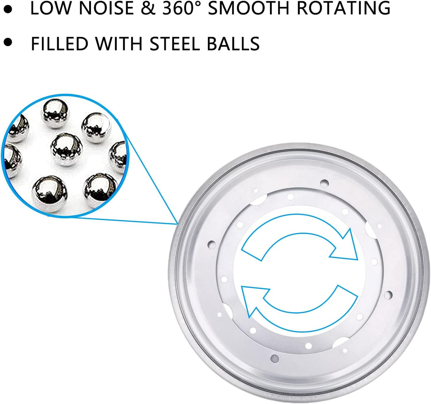 3Pack 9" Round Lazy Susan Hardware 5/16" Thick Lazy Susan Turntable Bearing Plate 750lbs Load Capacity Swivel Plate Base, Lazy Susan Turntable Base for Rotating Table, Serving Tray, Kitchen, Silver