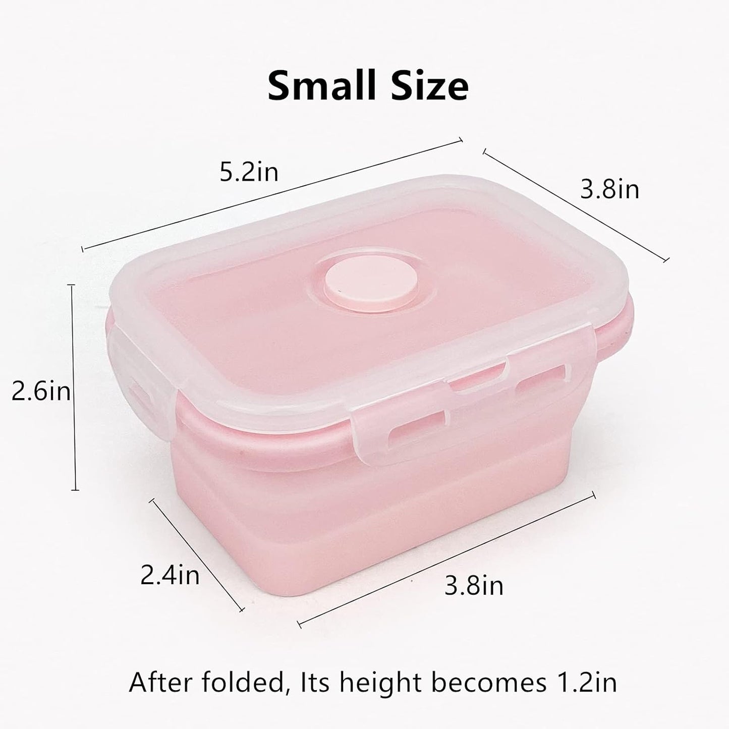 CCyanzi 3piece Collapsible Food Storage Containers with Lids, Silicone Lunch Container, Microwave & Freezer Safe, Space Saving for Kitchen Cabinet and Camping Backpack,(pink)