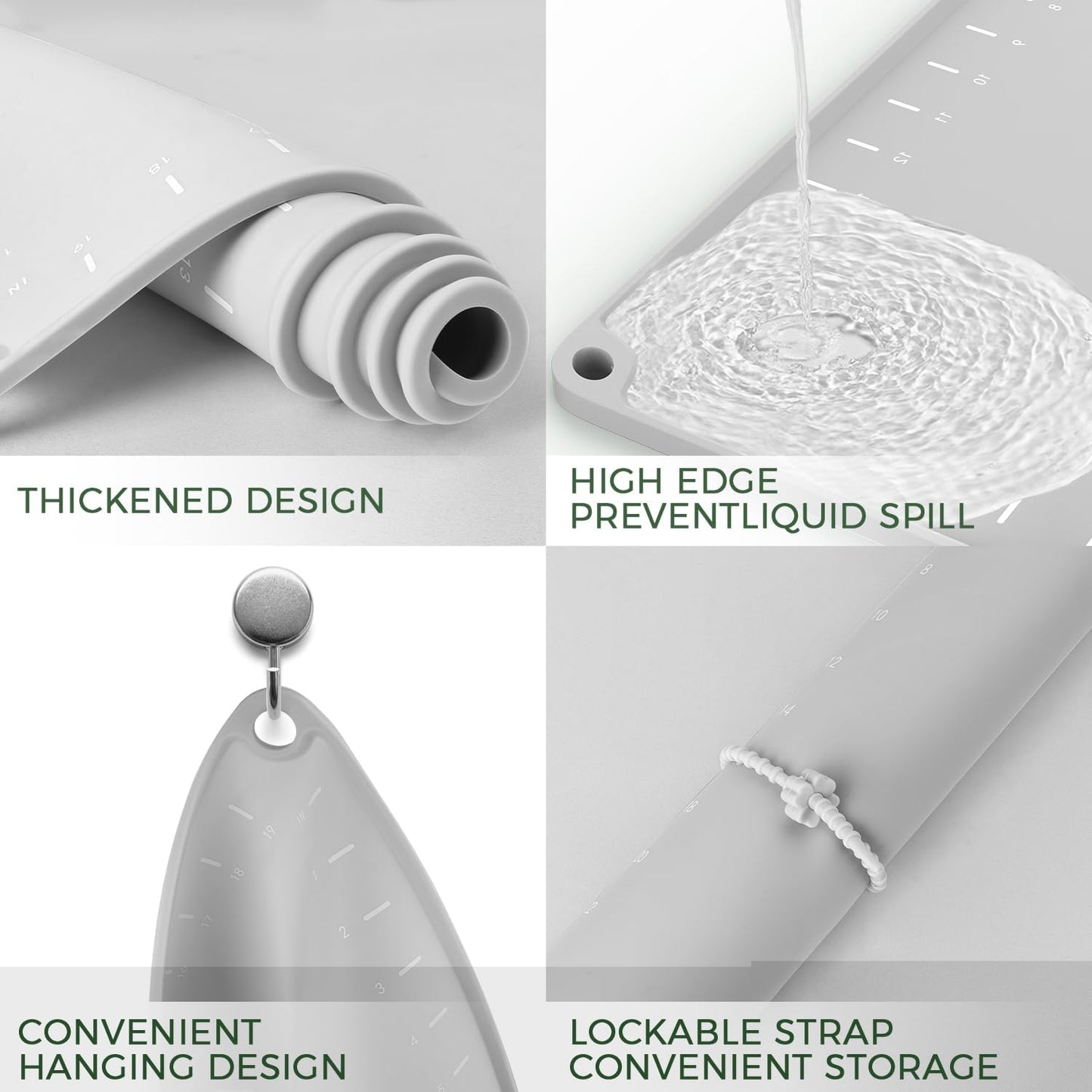 Silicone Baking Mat 32" x 24", Extra Thick Dough Rolling Mat with Measurements and Edge Heightening, Non-stick Food Grade Silicone Pastry Mat for for Pastry, Bread, Cookies, Pizza, Fondant, Pasta