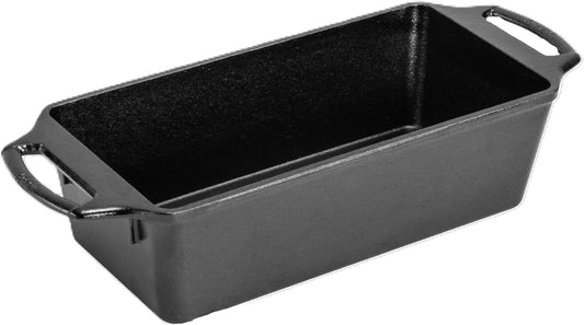 Lodge 10 Inch Pre-Seasoned Cast Iron Loaf Pan - Dual Handles - Unparalleled Heat Retention for Consistent, Even Baking - Black