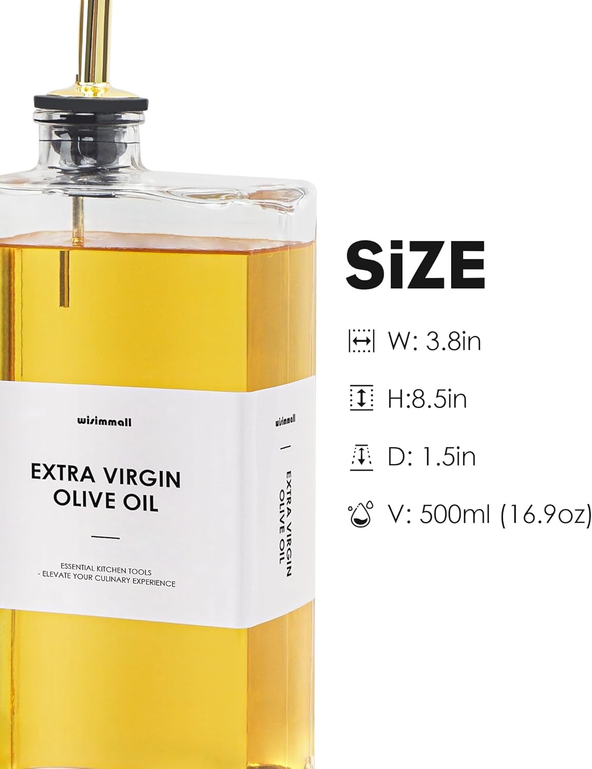 Olive Oil Dispenser For Kitchen, Glass Oil Bottle 500ML Oil And Vinegar Dispenser Set Of 4 with 4 Stainless Steel Pourers & 88 Labels, Soy Sauce Dispenser, Coffee Syrup Bottles