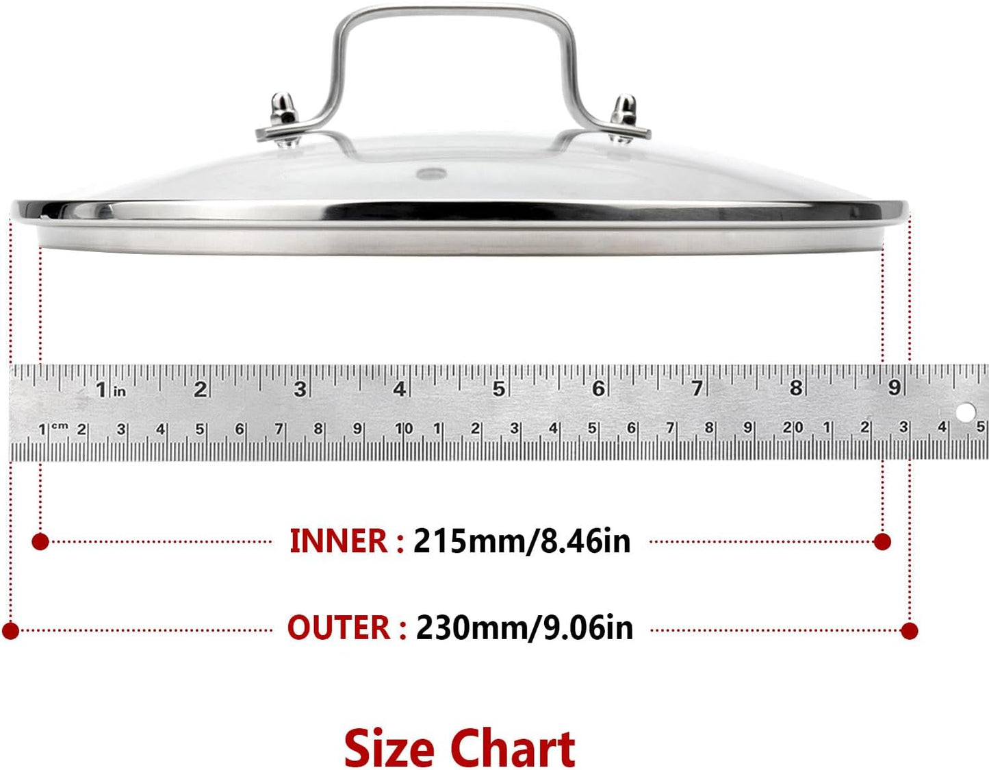 Antrader Tempered Glass Lid,9" Glass Covers for Pots,Pans and Skillets,1Set,Clear