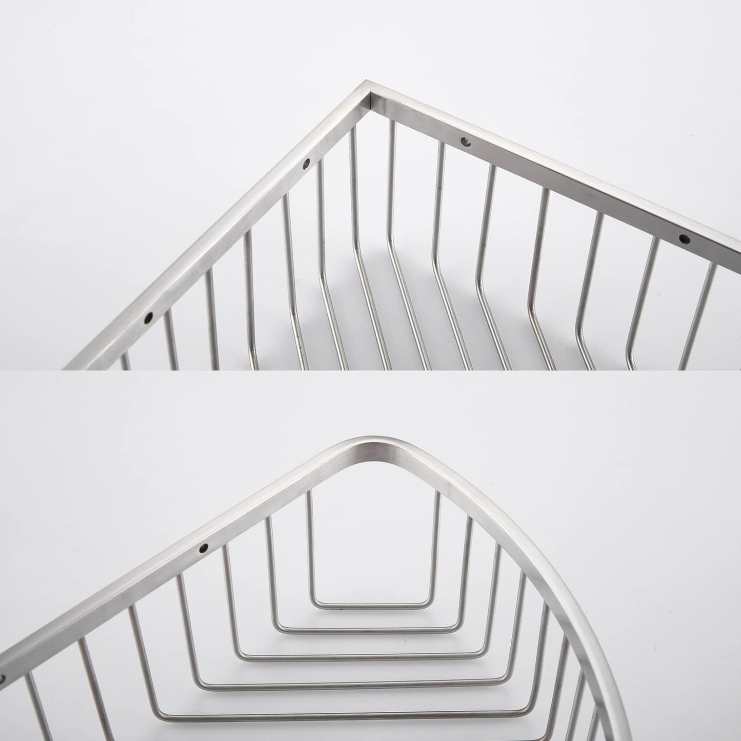 Bathroom Shower Caddy Corner Shelf Basket, Ultra Sturdy Rust-Proof Stainless Steel Shelf Organizer Shampoo Holder, Wall Mounted Storage Rack for Bathroom Kitchen, Brushed Nickel