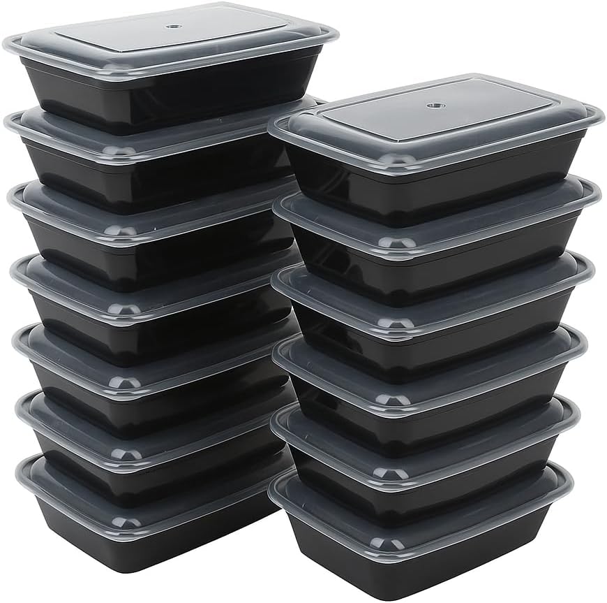 Ruthy's Outlet Meal Prep Containers W/Lids -Square Food Storage – BPA-Free| Stackable | Microwave | Freezer & Dishwasher Safe | Reusable Lunch Bento Box Portion Control & Planning (50 Pack, 12 oz)