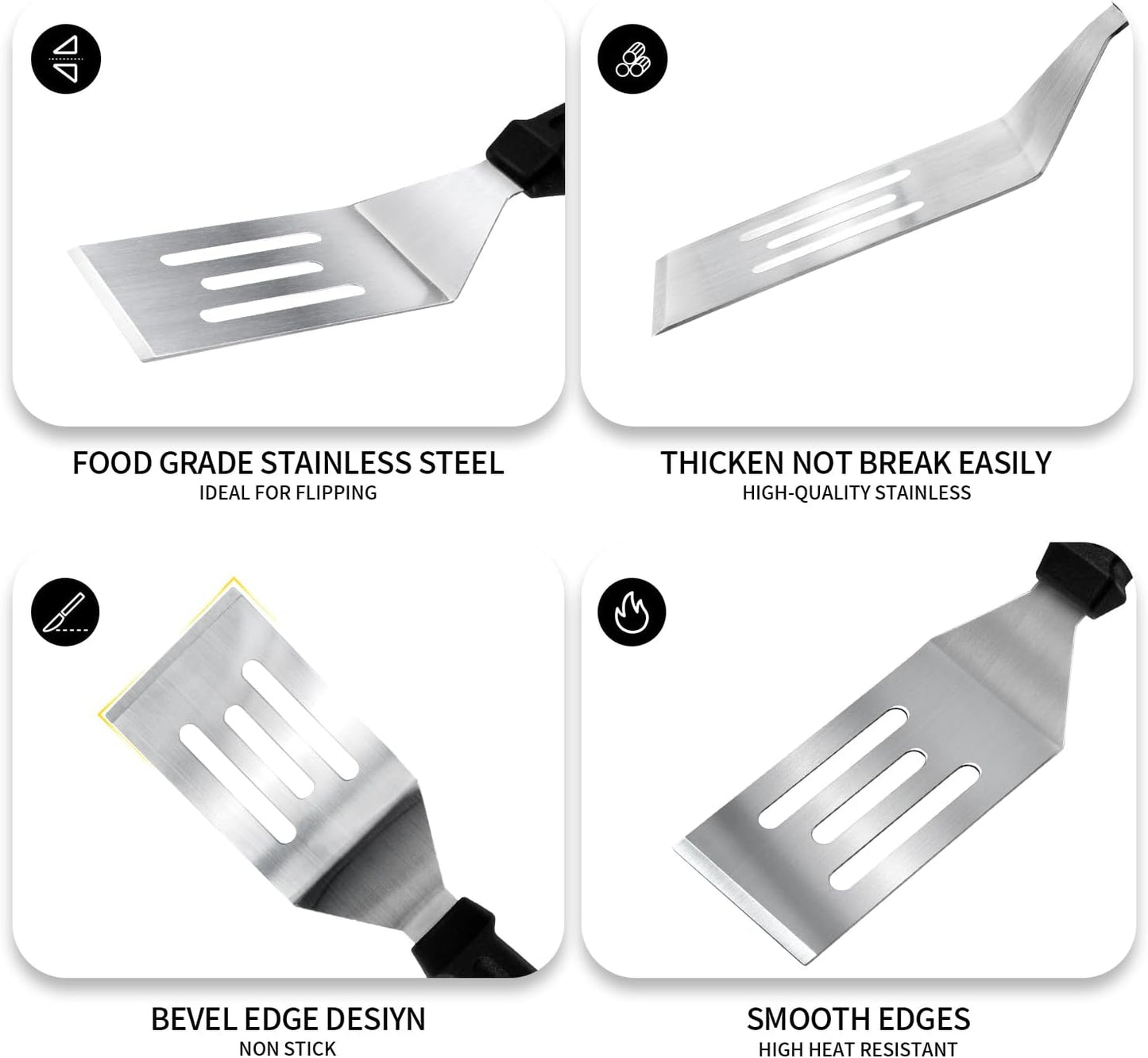 Metal Spatulas 1 PC, Stainless Steel Spatula with Heat Resistant Handle, 9.8 Inch Stainless Steel Spatula Ideal for Desserts, Pancakes, Eggs, Griddle Scraper or BBQ