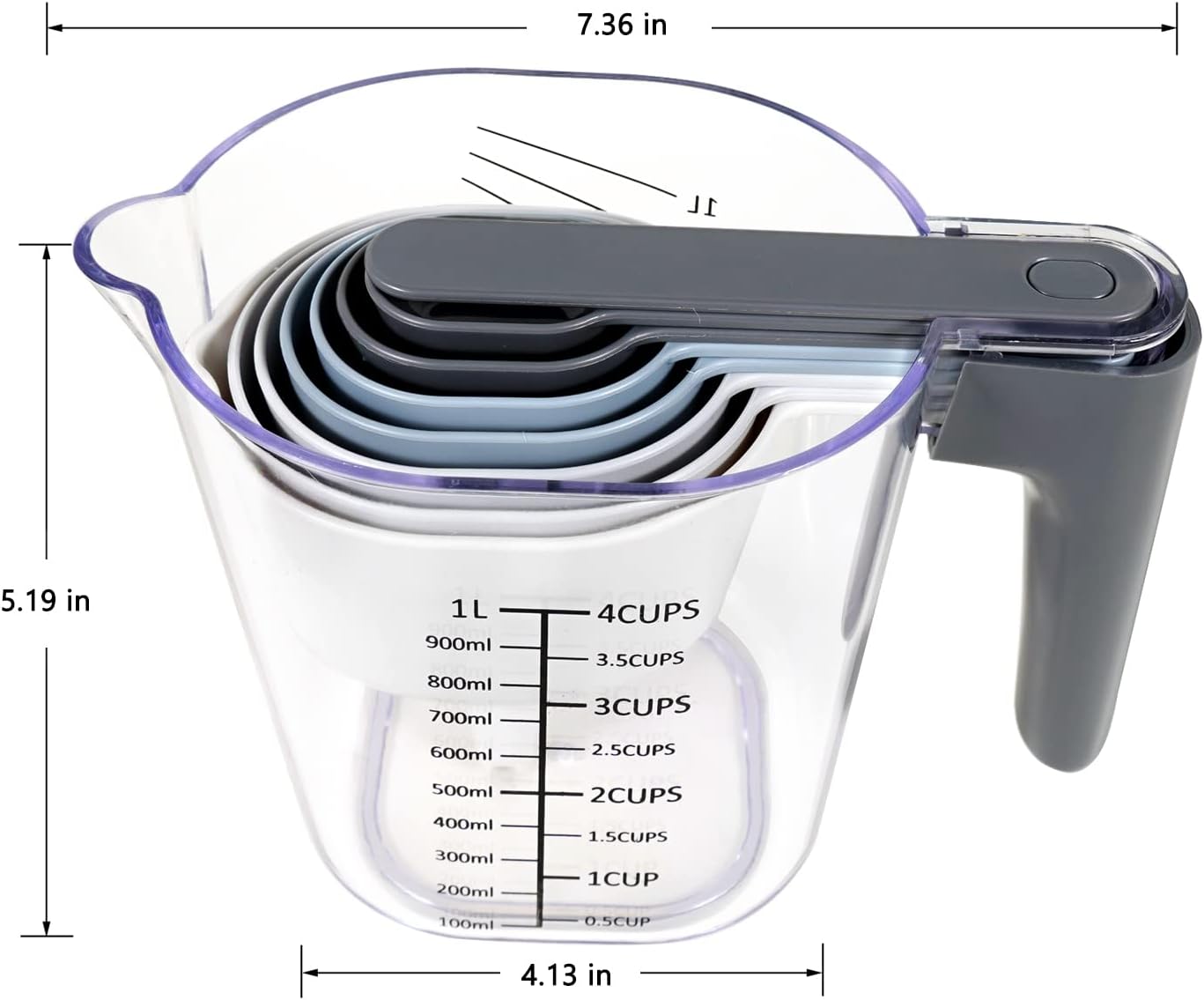 17 Piece Measuring Cups and Spoons Set, Stainless Steel Measuring Spoons Set and Stackable Measuring Cup with Lid for Liquid and Dry Ingredients, Cooking Baking Gadgets