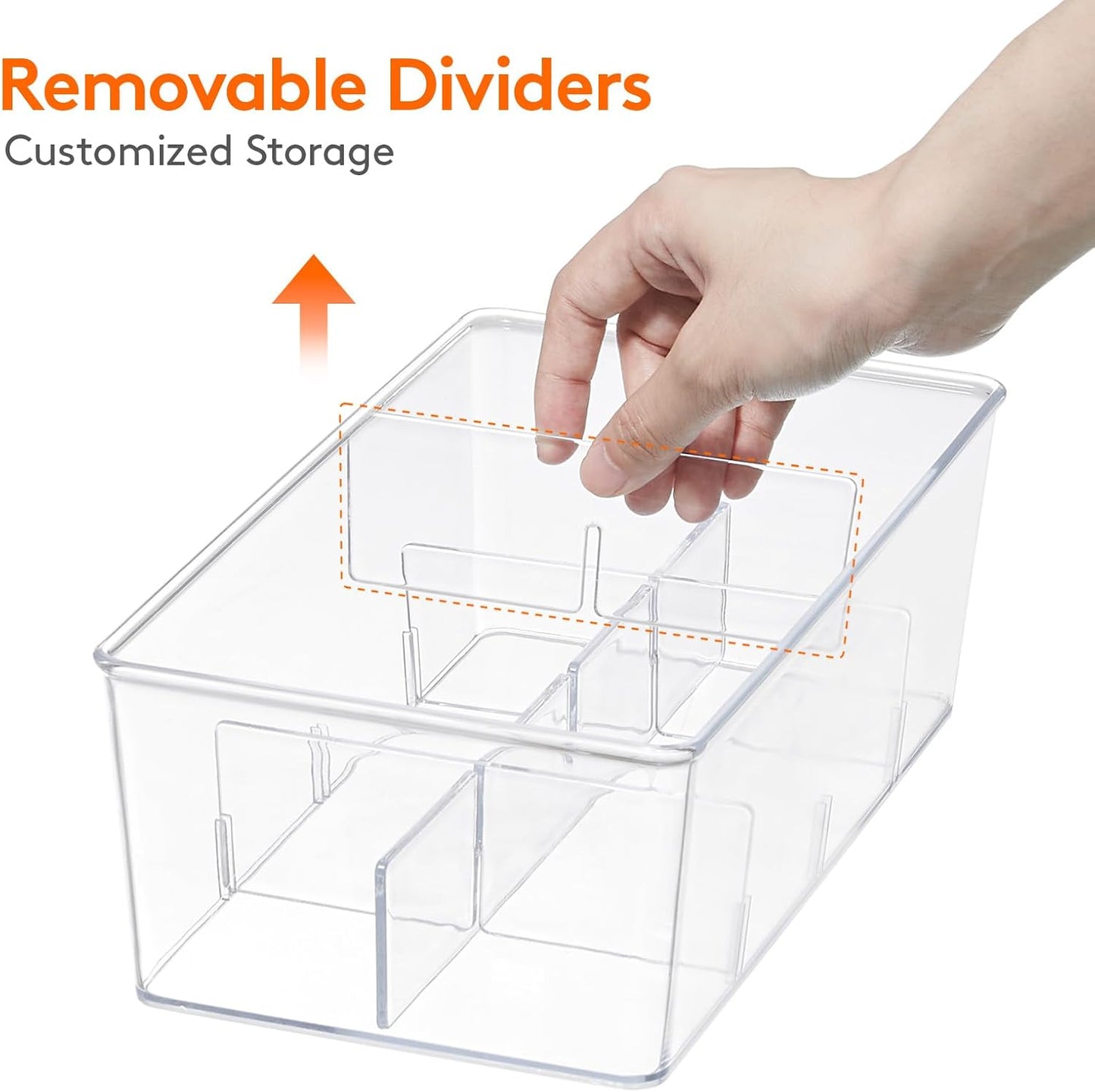 Lifewit 2 Pack Plastic Stackable Tea Bag Organizer, Divided Storage Bin Box for Kitchen Cabinets, Countertops, Pantry, Hold Coffee Pods, Sugar Packets, Condiments, 8 Sections