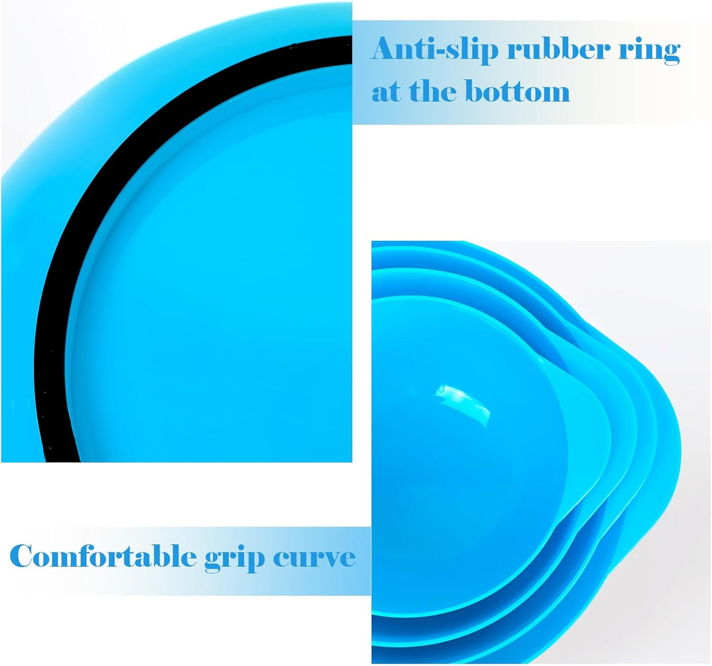 BoxedHome 4 Quart Large Plastic Mixing Bowls, Microwave Safe Mixing Bowl Set with Pour Spout, Nesting Bowls for Space Saving Storage(Teal)