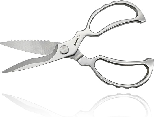 TONMA Heavy Duty Kitchen Shears [Made in Japan], Japanese Stainless Steel Poultry Shears, Multipurpose Kitchen Scissors for Meat, Fish, Chicken, Seafood