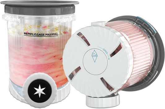 Replacement Pints and Lids for Ninja Swirl Ice Cream & Soft Serve Makers, 2-Pack 16 oz Containers Compatible with Ninja CREAMi NC701, NC700 Series Ice Cream Maker - BPA-Free, Dishwasher Safe