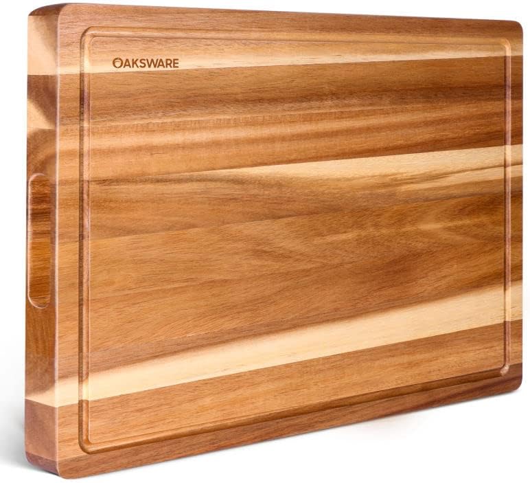 OAKSWARE Cutting Boards, 30 x 22 Inch Extra Large Acacia Wooden Cutting Board for Kitchen, Edge Grain Wood Chopping Board with Juice Groove and Handles, Pre-Oiled Carving Tray for Meat & Cheese