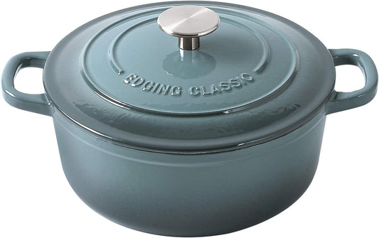 Enameled Cast Iron Covered Dutch Oven with Dual Handle, Dutch Ovens with Lid for Bread Baking, Safe to 500 degrees, 3.5 Quart, Slateblue