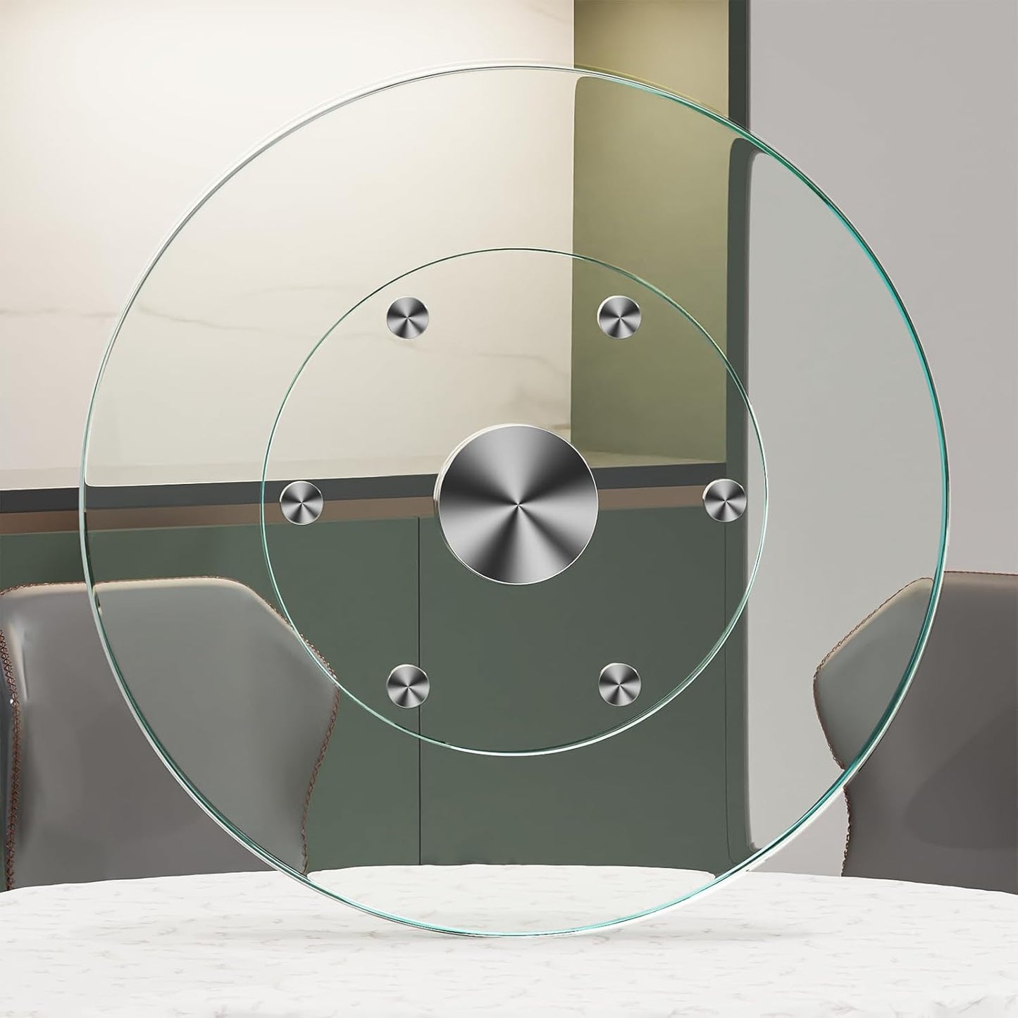 20" Large Lazy Susan for Dining Table Kitchen Glass Turntable with Aluminum Alloy Bearing, Smooth Swivel
