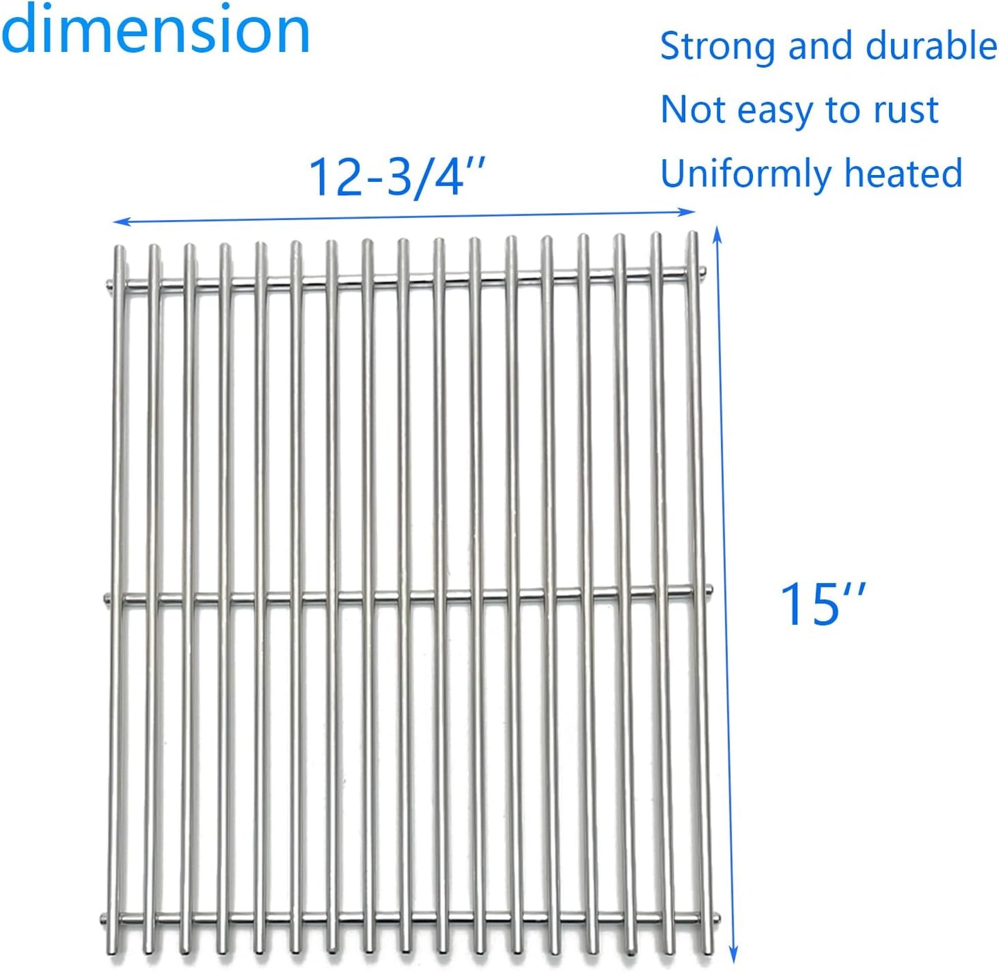15" Stainless Steel 2 Grid Grates Replacement Parts for Broil King 9865-54, 9453-57, 9453-54, 9453-64, 9869-74c, 945584 Broil-Mate, Huntington, Crown, Sterling 20, 20B, 40, 70, 90 Gas Grill