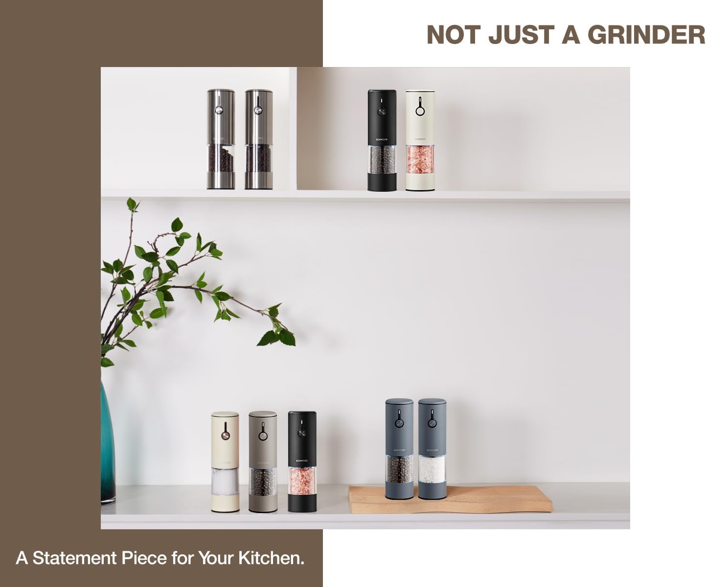 Stainless Steel Electric Salt and Pepper Grinder Set (Black) - 2 Pack Rechargeable Mills with LED Light, 6 Adjustable Grind Modes & Rustproof Design - Premium Kitchen Tool with USB-C Charging