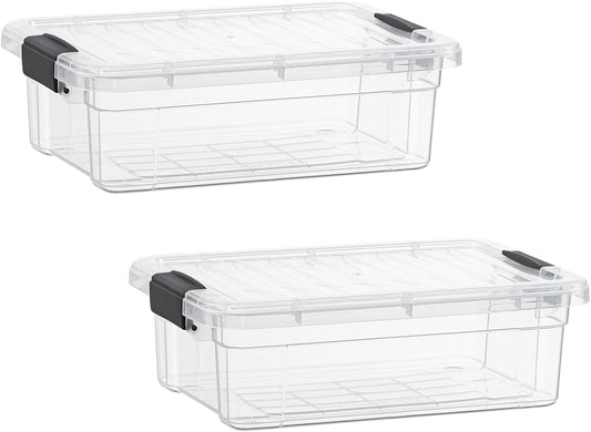 Superio Clear Storage Boxes with Lids, 2.5 Quart Plastic Container Bins for Organizing, Stackable Crates, BPA Free, Non Toxic, Odor Free, Organizers for Home, Office, School, and Dorm