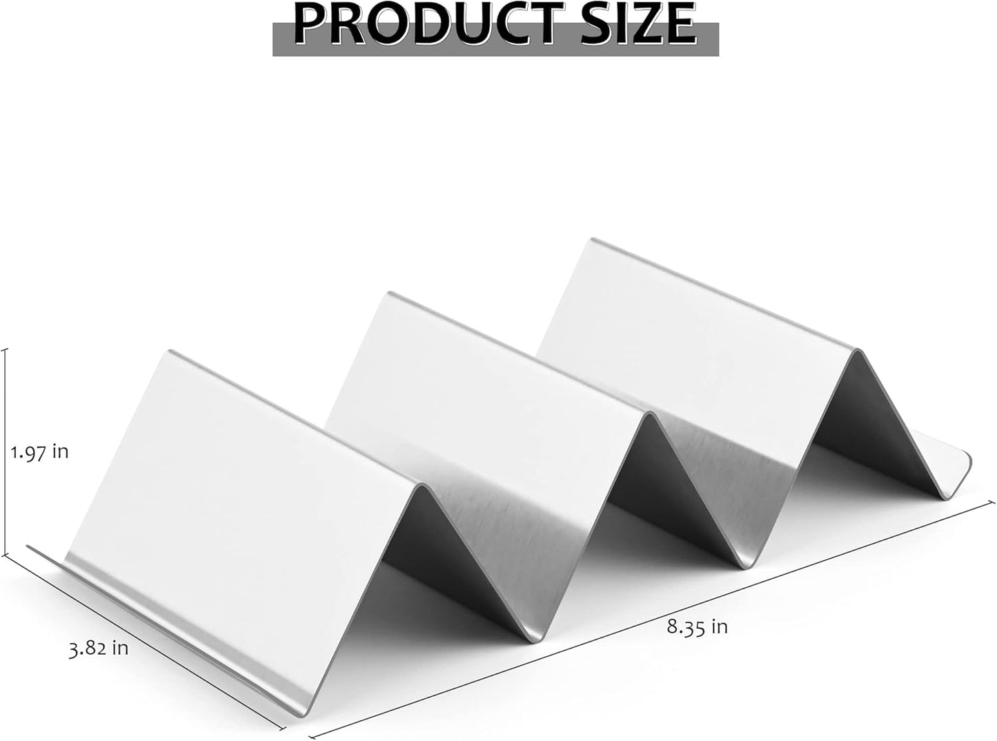 Smithcraft Taco Holder, Stainless Steel Taco Holders Stand, Oven Grill Safe Taco Shell Holder Rack Tray With Handles, Fill Serve Rack Holds Up to 3 Tacos Each, Set of 10 Taco Holders