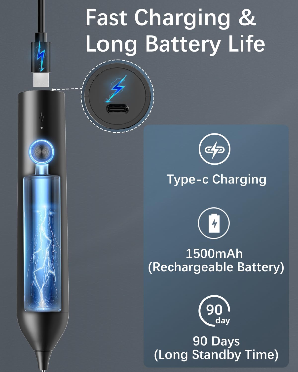 Rechargeable Milk Frother with Stand, Electric Frother Wand Handheld Coffee Foam Maker Detachable Stainless Steel Whisk Drink Mixer Foamer for Latte, Cappuccino, Hot Chocolate, Egg (Black)