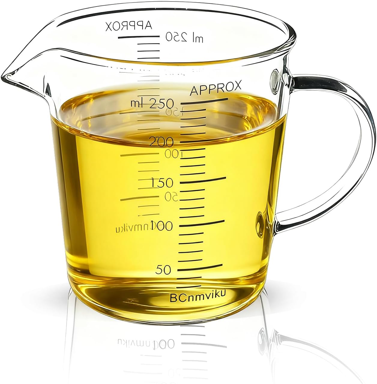 BCnmviku Glass Measuring Cups High Borosilicate [Insulated Handle | V-Shaped Spout]For Prepping Baking and Cooking Preheated Oven Dishwasher Freezer and Microwave Safe (250ml)
